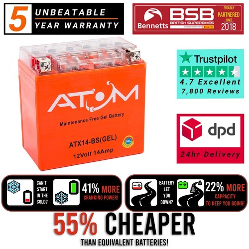 Ytx14 atom gel motorcycle - ytx14-bs,